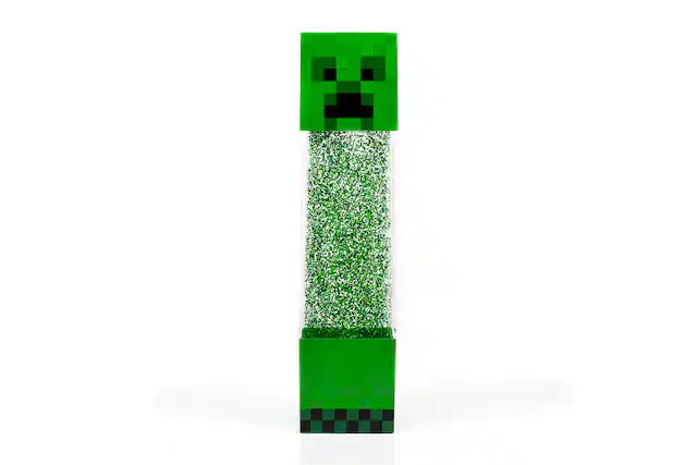 Front. Ukonic - Minecraft Creeper Glitter Motion Light | 12-Inch Fun Mood Light LED Lamp - Green.