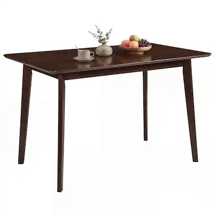 Front. Costway - Costway Rectangle Dining Table for 4-6 People, 47" Kitchen Table wirh Rubber Wood Legs - Walnut.