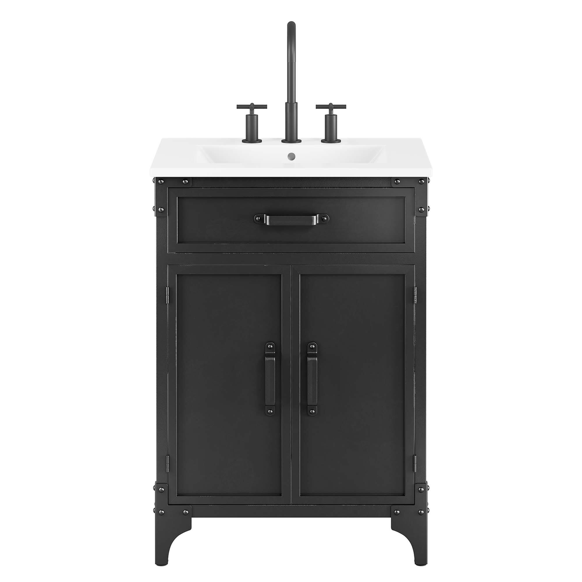 Alt View 8. Modway - Steamforge Bathroom Vanity Basin Included by Modway - White Black.