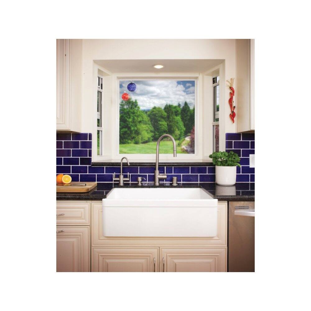 Alt View 6. Alfi - ALFI brand White 30 Decorative Lip Apron Single Bowl Fireclay Farmhouse Kitchen Sink - White.