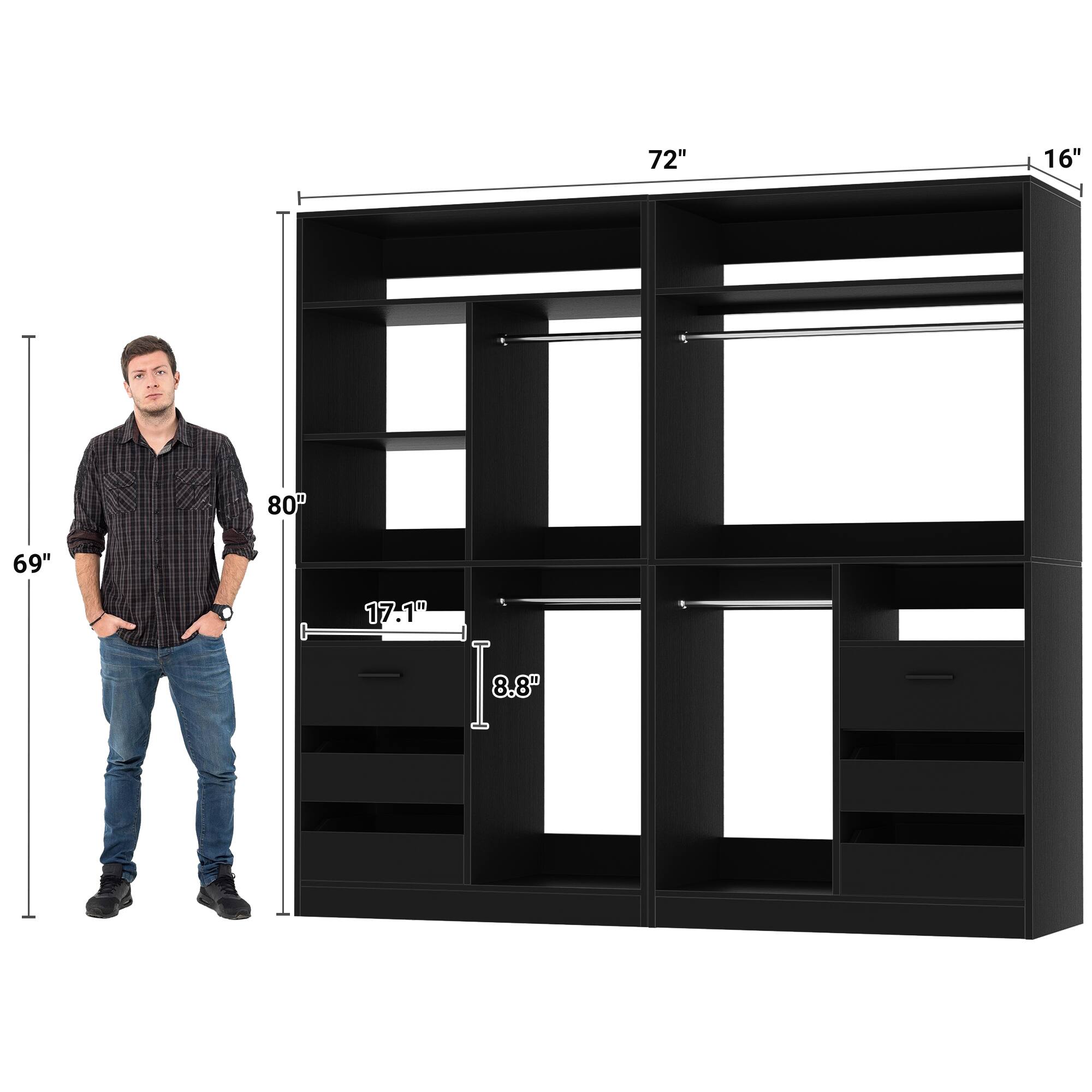 72" x 16" x 80"  
69"  
17.1" x 8.8"