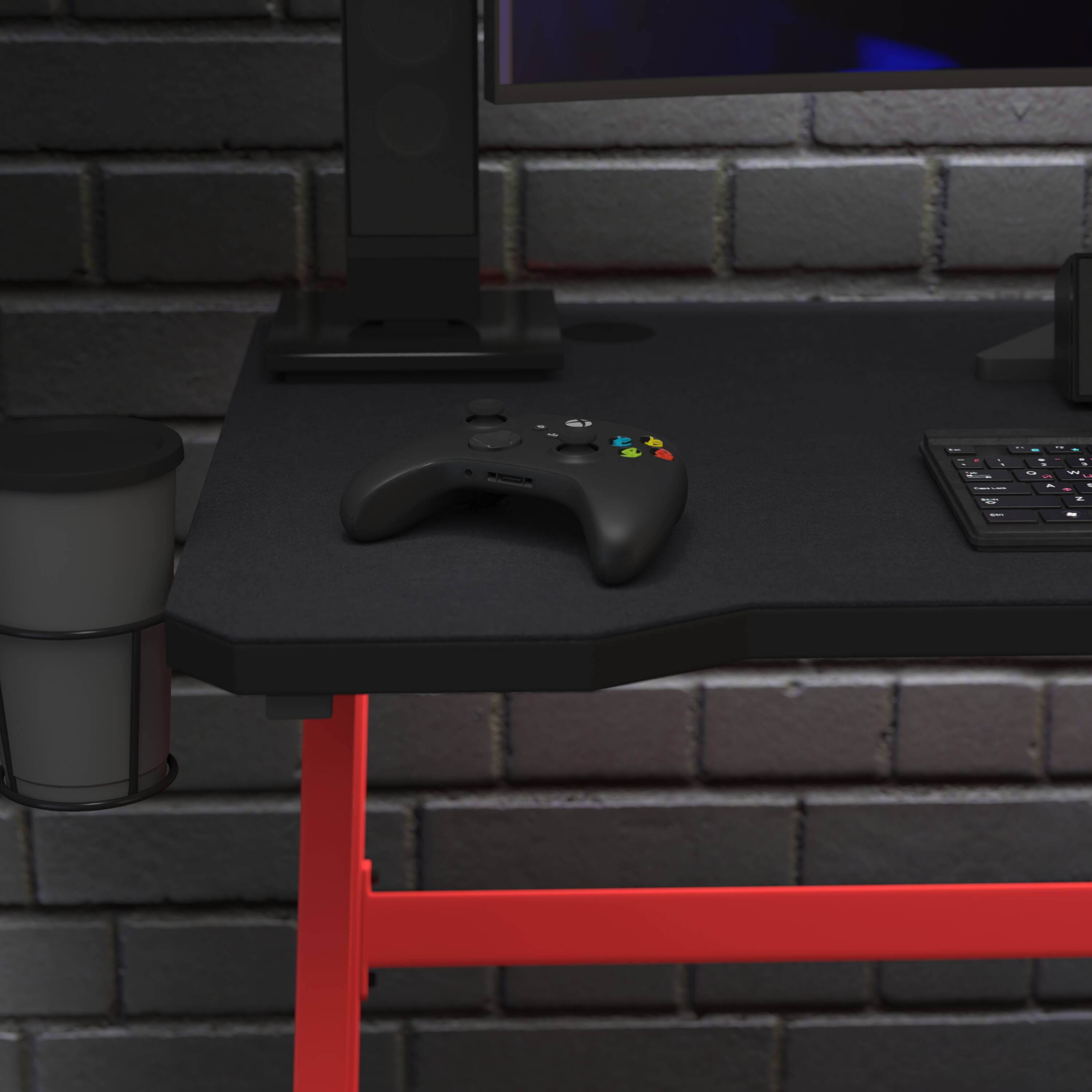 Alt View 3. Emma + Oliver - Tyr Mega Size PC Gaming Mouse Pad with Micro Weave Cloth Surface, Anti-Slip Rubber Backing and Cable Management - Black.