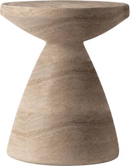 LeisureMod - Dune 17" Round Fiberstone Side Table - Modern Indoor/Outdoor Weather Resistant Accent Table, No Assembly - Travertine