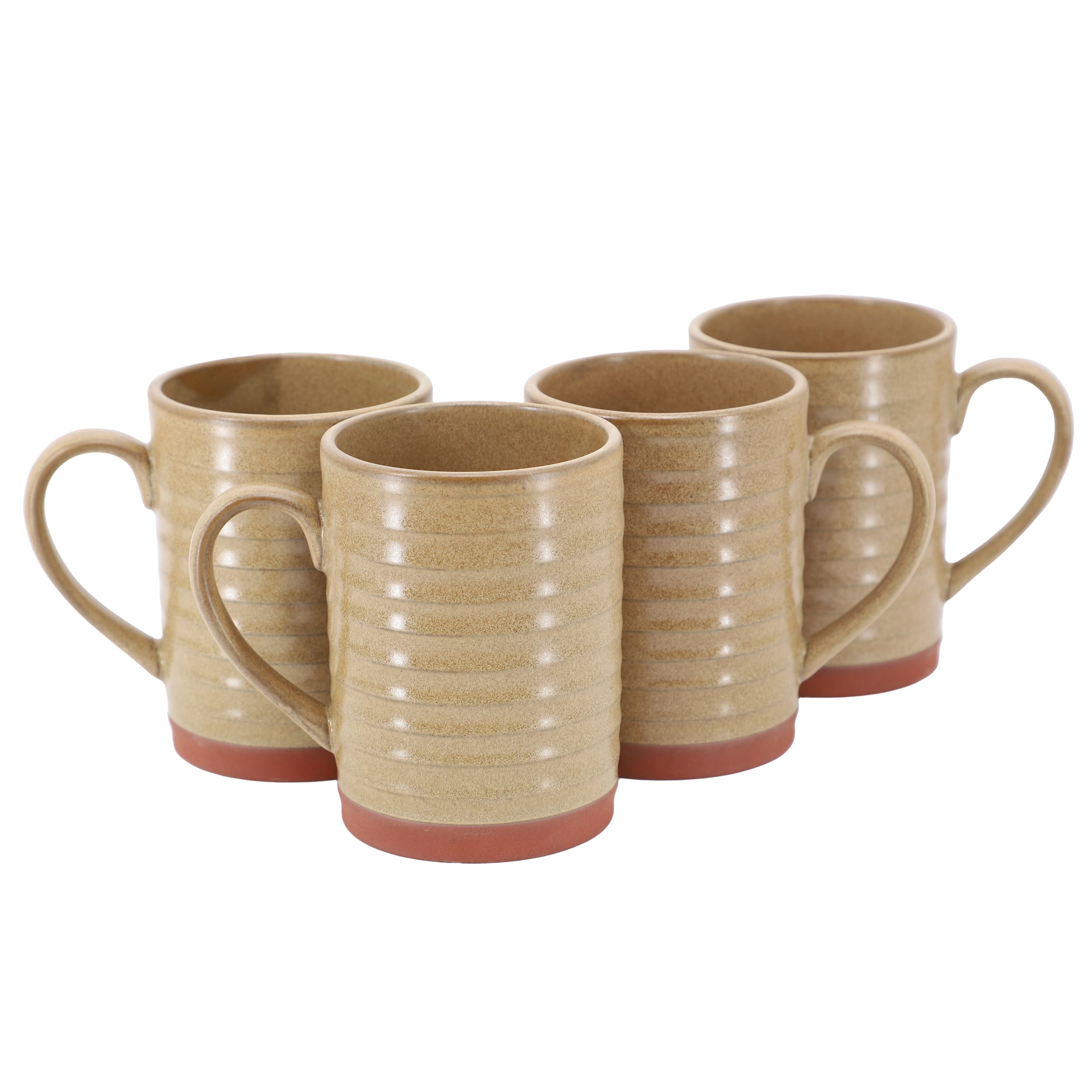 Gibson - Home Terra Bella 4 Piece 18.5 Ounce Terracotta Mug Set - Sandstone