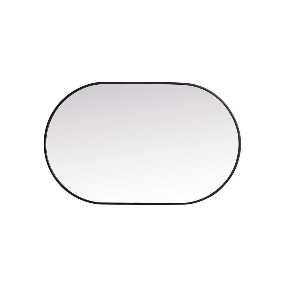 Back. Elegant Decor - Metal Frame Oval Mirror 30x48 Inch in Black - Black.