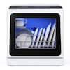 Front. SIMZLIFE - Portable Mini Countertop Dishwasher - 5-Liter Built-in Water Tank, 5 Washing Programs, Air-Dry Function, 4 Place Setting - Black&White.