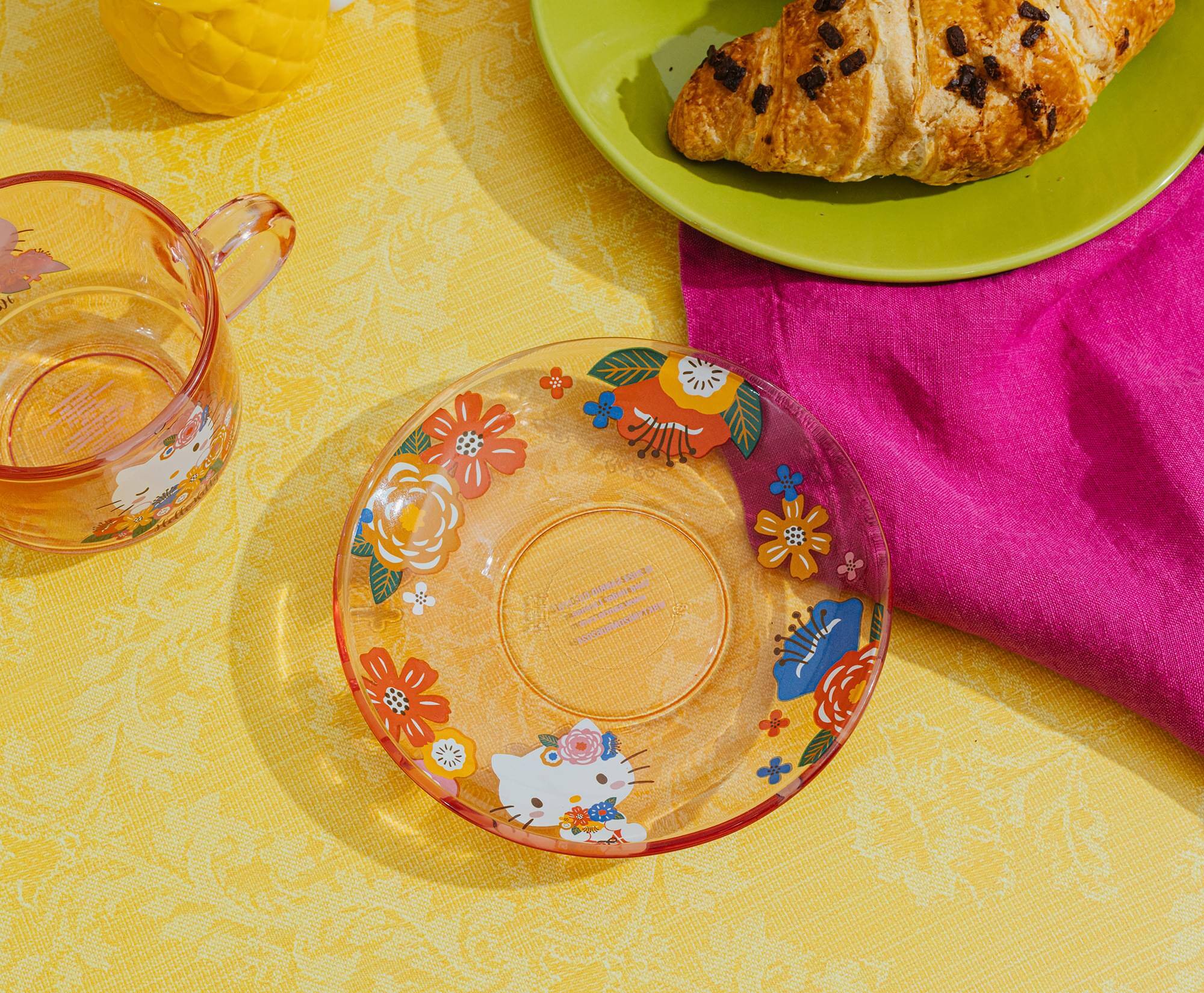 Alt View 3. Silver Buffalo - Sanrio Hello Kitty Flowers Glass Teacup and Saucer Set - Pink.