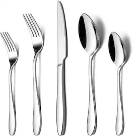 Dazzed Corner - 40 Piece Silverware Flatware Set for 8,Stainless Steel Cutlery Set - Silver