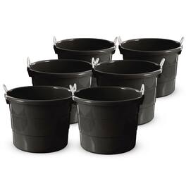 Homz - 17 Gal Plastic Open Storage Round Utility Tub with Handles, (3 Pack) - Black