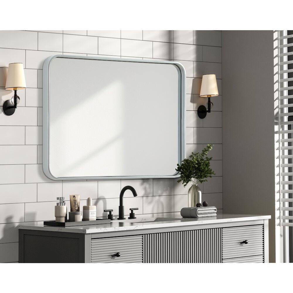 Alt View 2. Elegant Decor - Contour Metal Rectangle Mirror 22x30 in Silver - Silver.