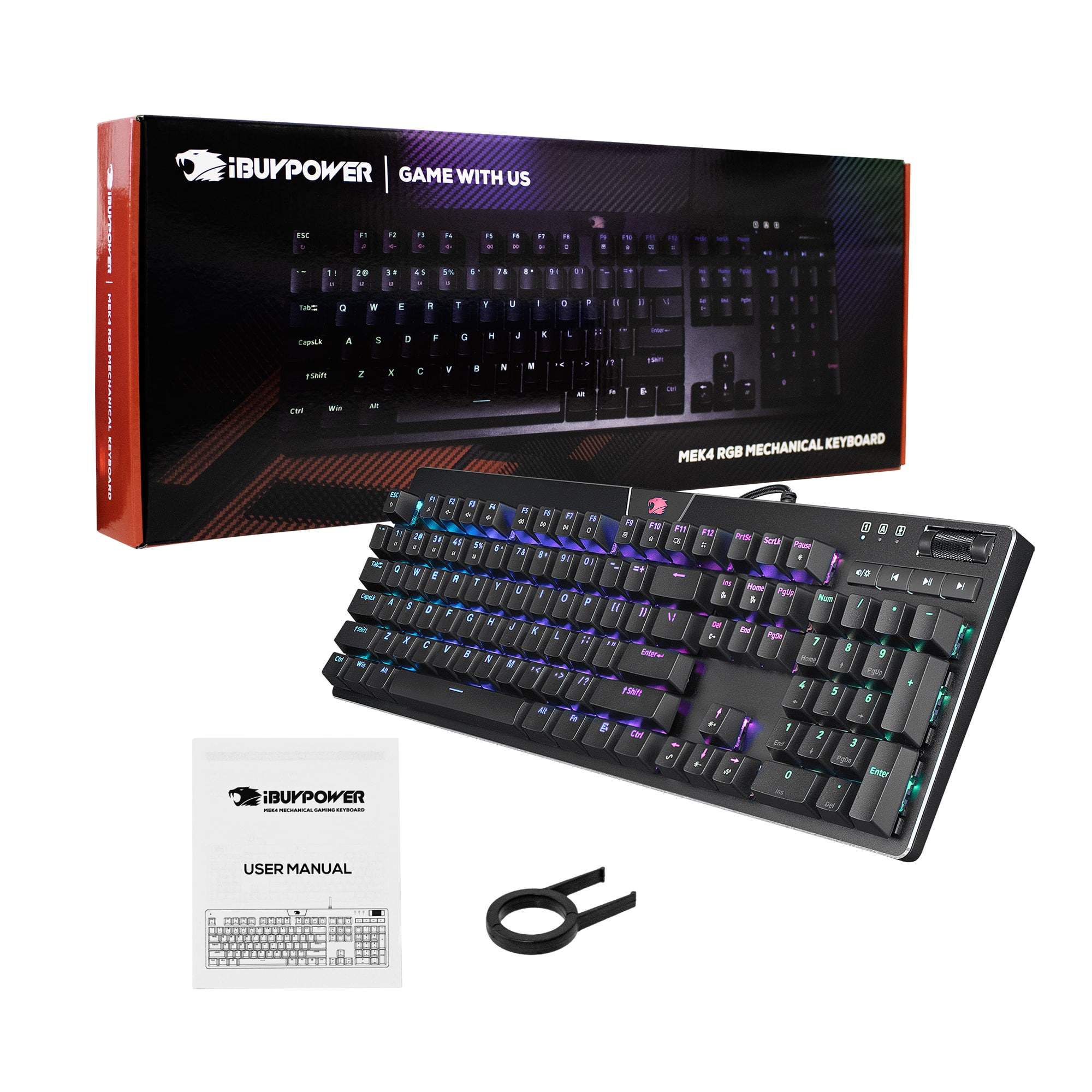 Alt View Zoom 12. iBUYPOWER - MEK 4 - Full-size Wired RGB Mechanical Tactile Brown Switch Gaming Keyboard with Custom Lighting - Black.