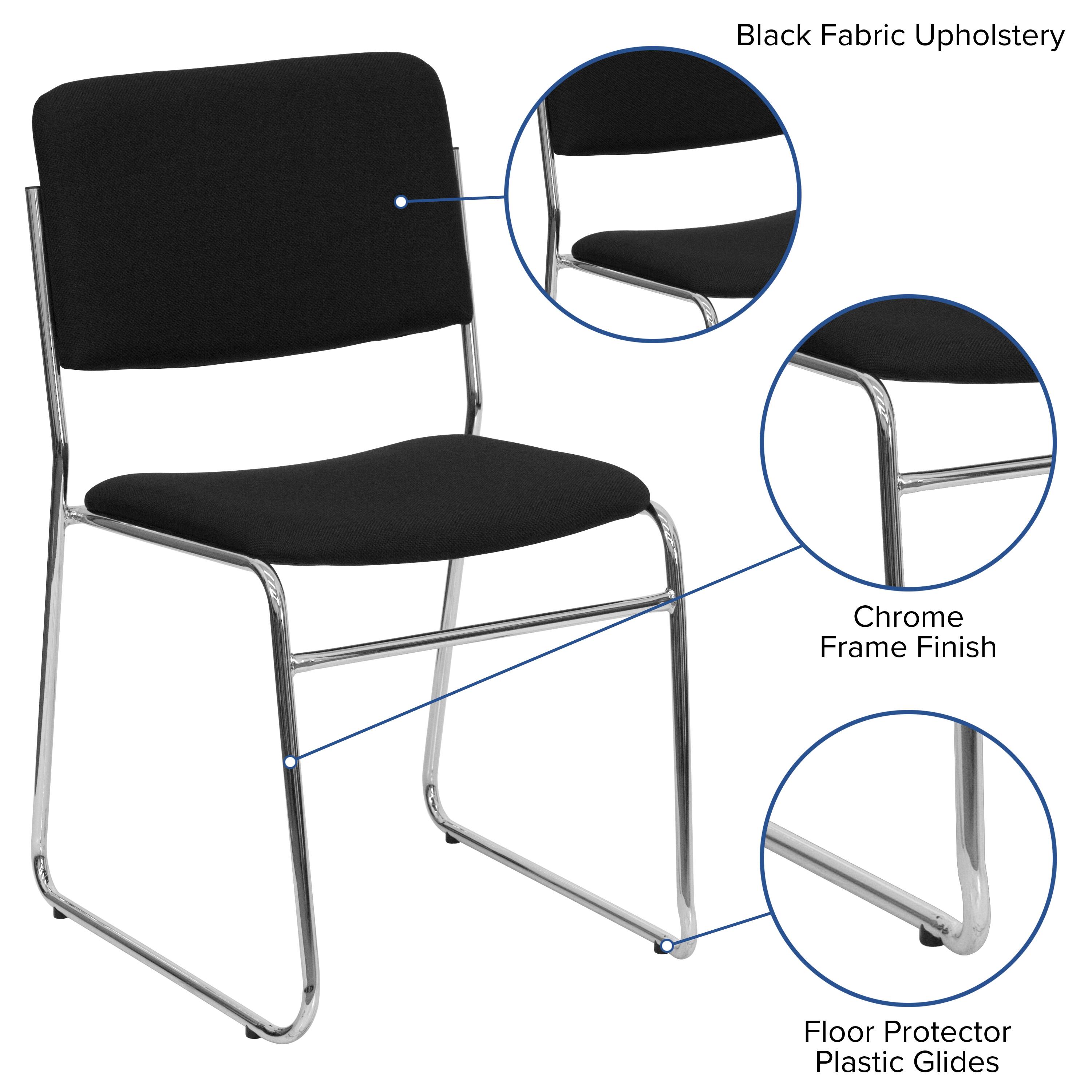 Black Fabric Upholstery  
Chrome Frame Finish  
Floor Protector Plastic Glides