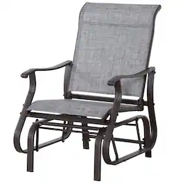 Outsunny - Glider Chair, Gliders for Outside Patio with Steel Frame and Mesh Fabric for Backyard, Garden - Gray