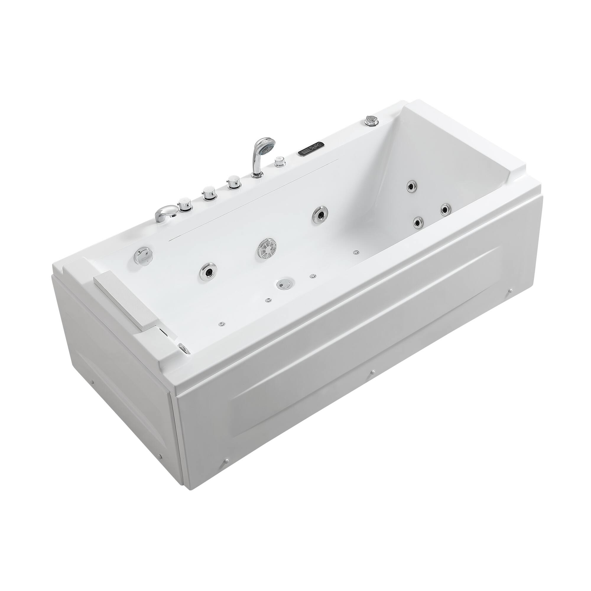 Back. Empava - 71 in. x 29 in. Alcove Whirlpool Air Combination Bathtub Rectangular Bath with Left Drain and Waterfall in White - White.