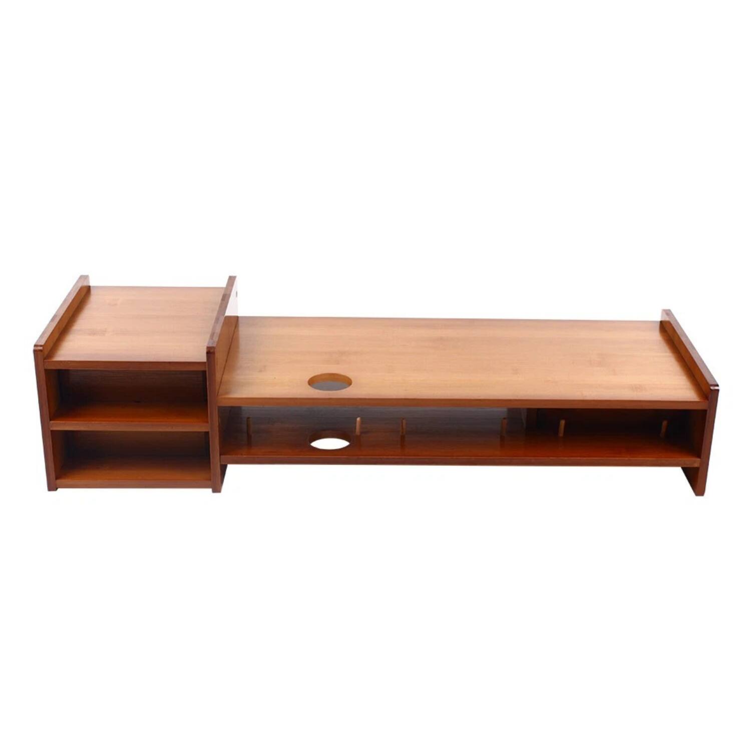 Front. Stock Preferred - Bamboo Monitor Stand Riser with Storage Drawer - Brown.