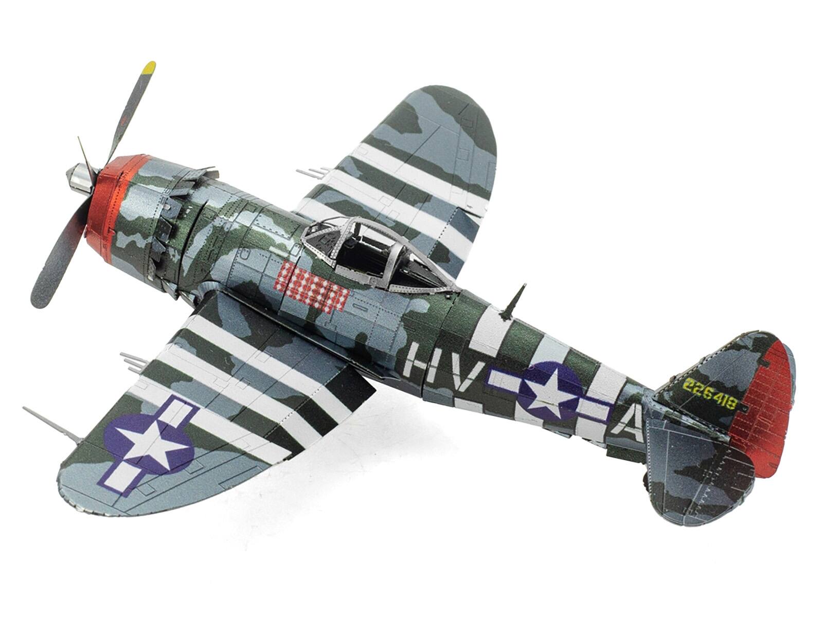 Left. Metal Earth - Model Kit Republic P-47 Thunderbolt Fighter Aircraft The Jug United States Army Air Forces (Moderate Difficulty) - Multicolor.
