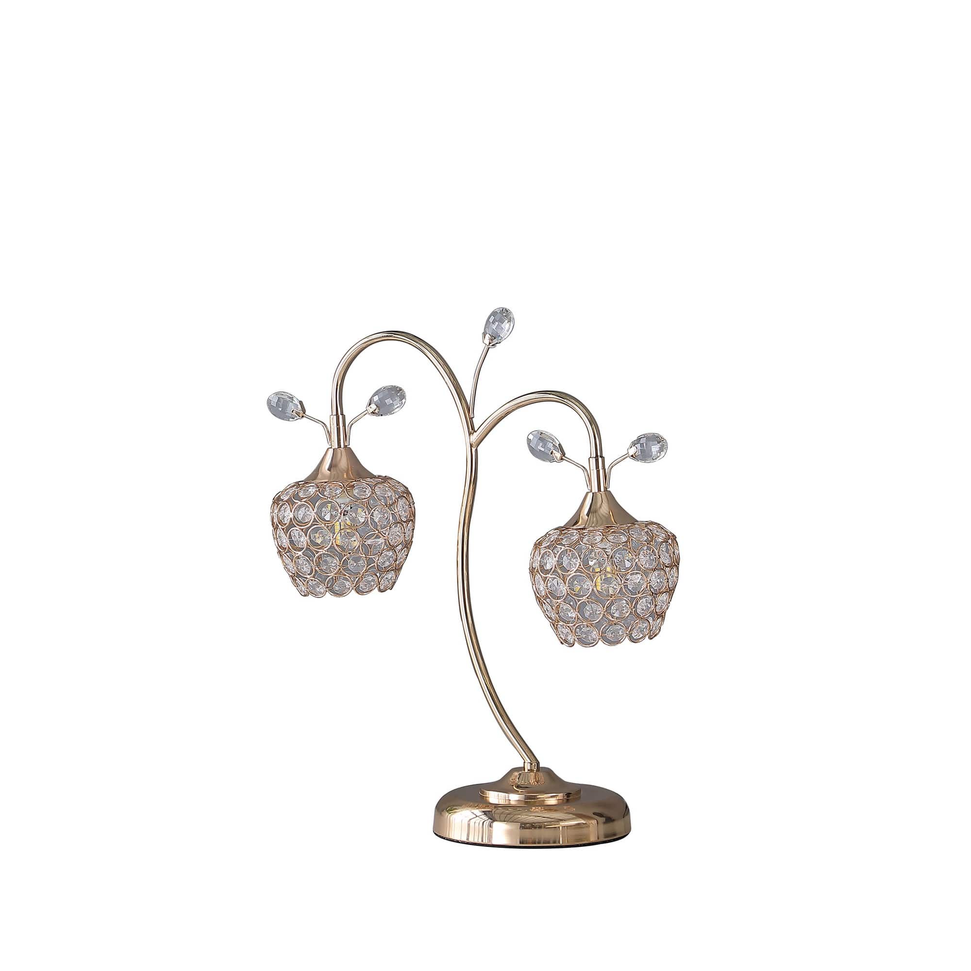 Manhattan Lane - Floral Tree Design Metal Table Lamp with Dome Shade and Crystals - Gold
