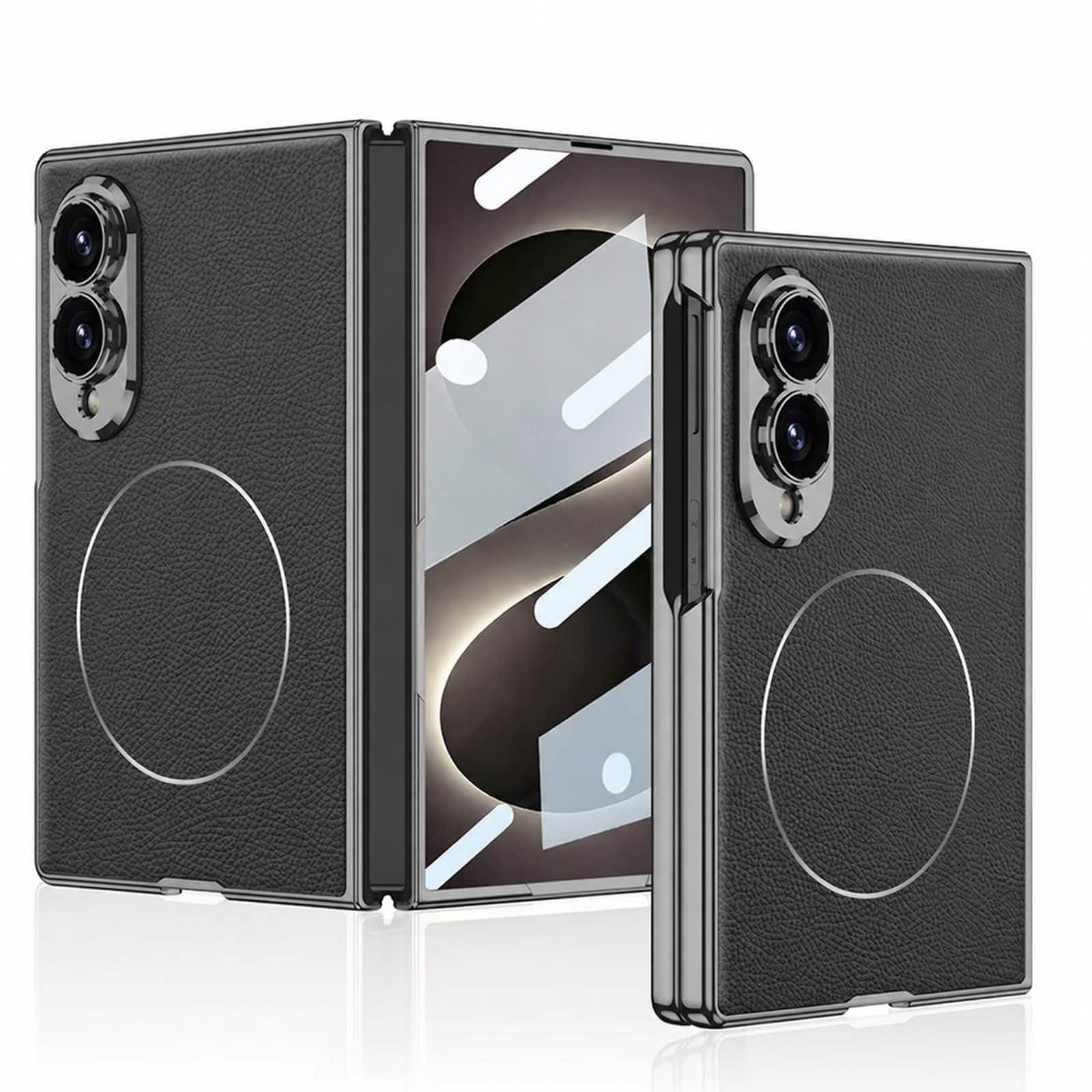 Dteck - Magnetic Back Cover for Samsung Galaxy Z Fold 8 with Tempered Glass Screen Protector, Shockproof PU Leather Cover - Black price history on PriceWatchPro