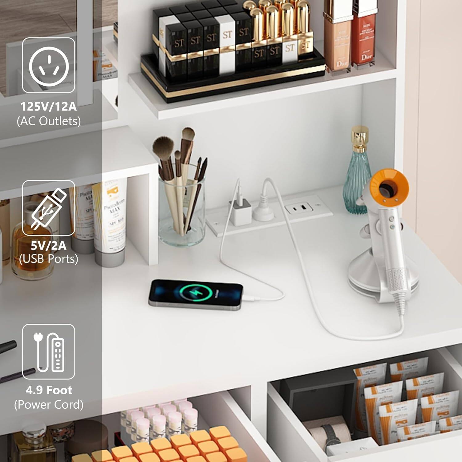 ST ST ST ST ST ST ST ST ST  
Dier 125V/12A (AC Outlets)  
SII Phold M SEAR 5V/2A (USB Ports)  
4.9 Foot (Power Cord)