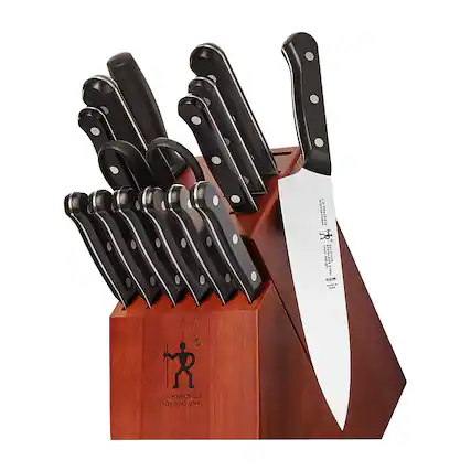 Angle. Henckels - Solution 15-pc Knife Block Set - Brown.