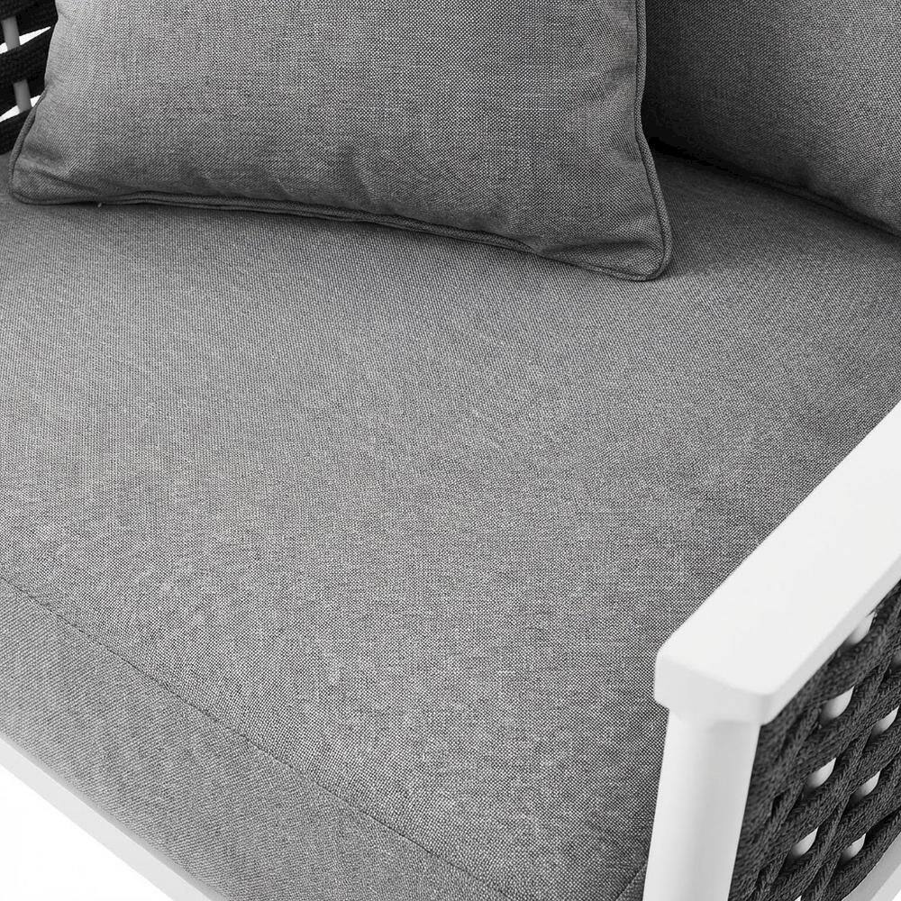Alt View 1. Outdoor Escape - Outdoor Aluminum Lounge Chair With Right-Facing Armrest For Patio Relaxation - White.