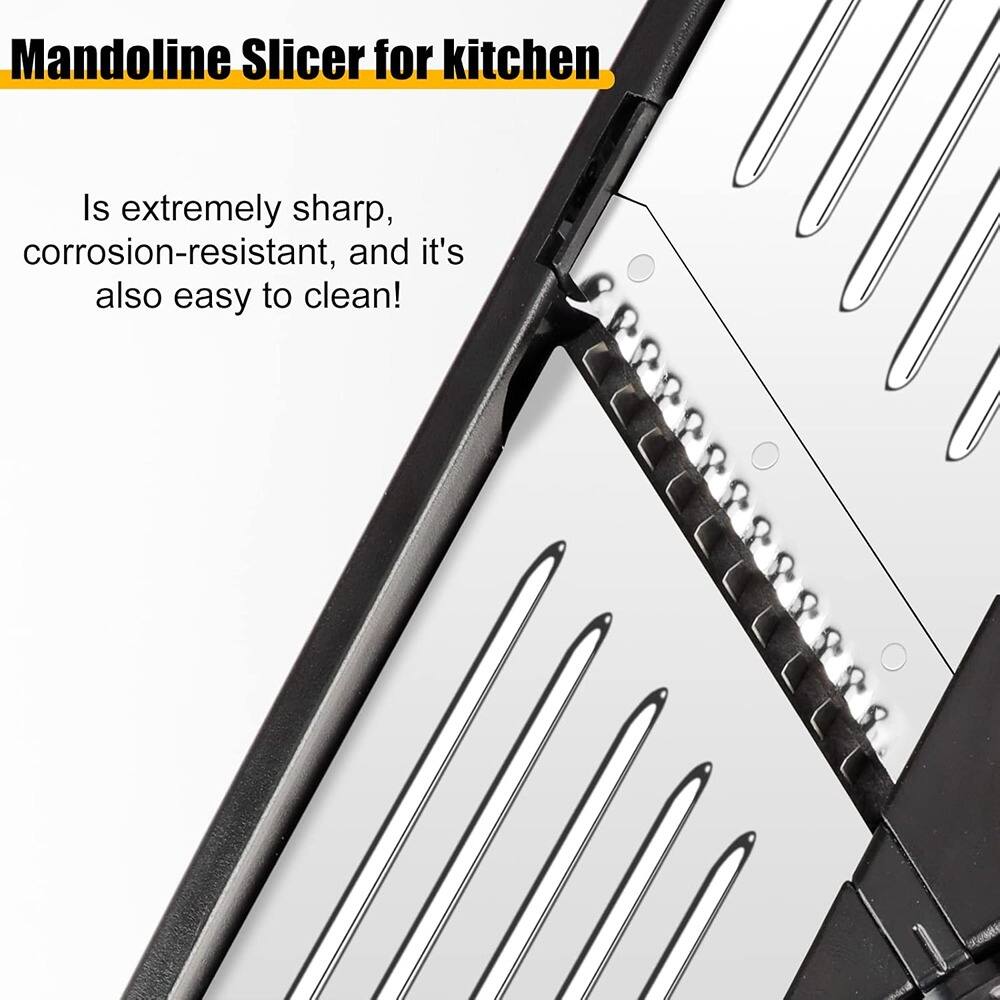 Mandoline Slicer for kitchen

Is extremely sharp, corrosion-resistant, and it's also easy to clean!