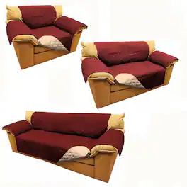 Kitcheniva - Reversible Quilted Microfiber Sofa Cover Furniture Protector for Pets Kids & Dogs Sofa Loveseat Chair Burgundy & Tan - Burgandy