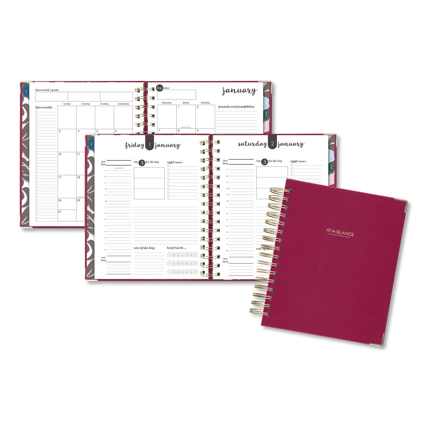 AT-A-GLANCE - Harmony Daily Hardcover Planner 8.75 x 7 Berry Cover 12 Month Jan to Dec 2026