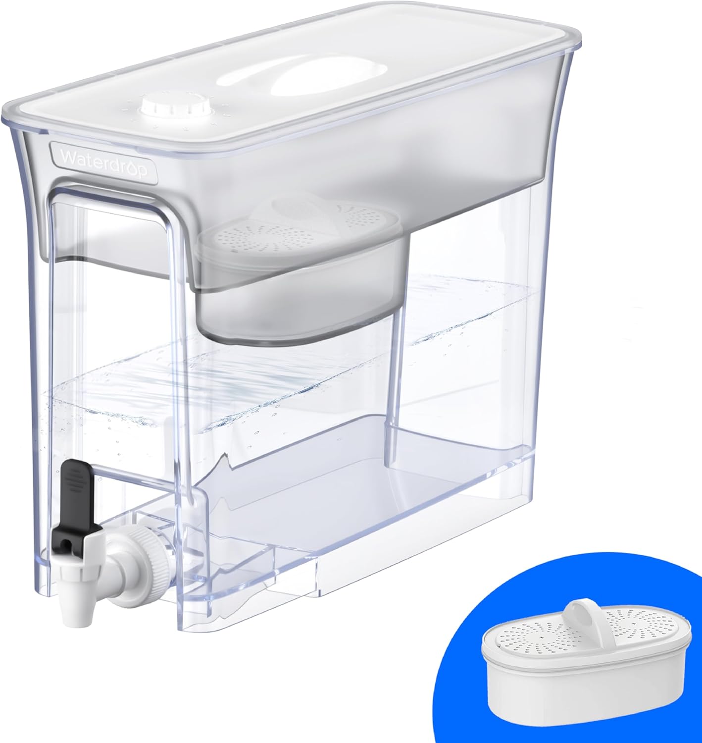 Front. FINEAK - Waterdrop 35-Cup Slim Water Filter Dispenser-Long-Life Filtration - White.