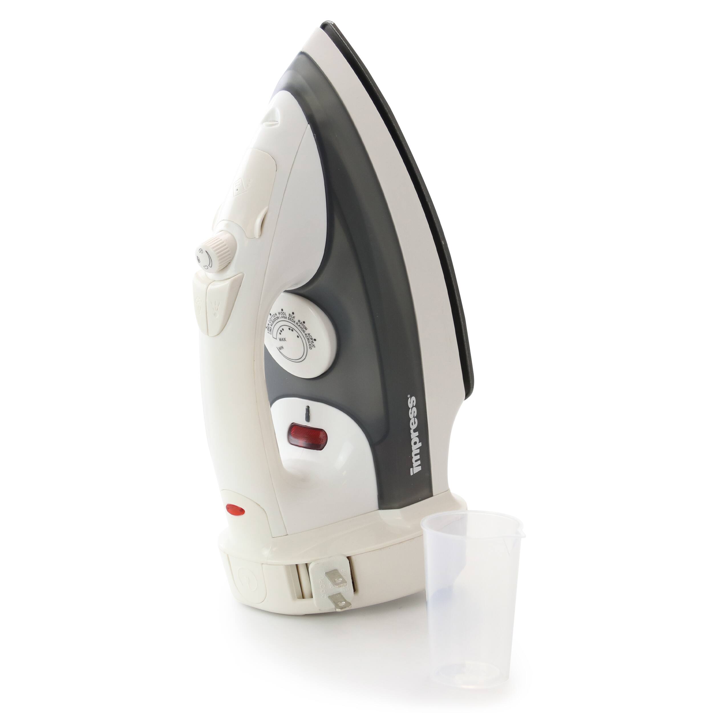 Back. Impress - Mid-Size Cord-Rewind Iron with Non-Stick Spray and Burst - White.
