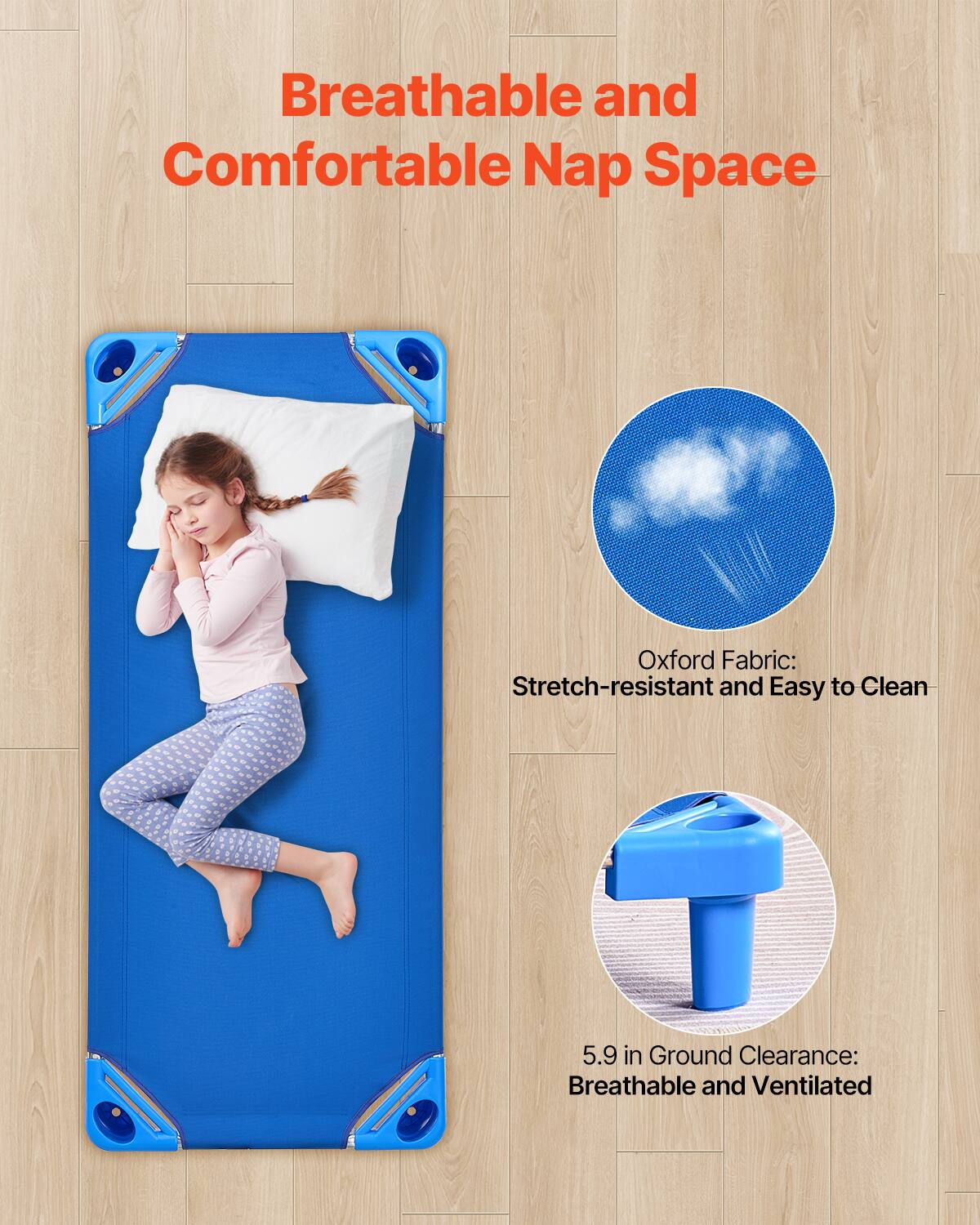 Breathable and Comfortable Nap Space

Oxford Fabric: Stretch-resistant and Easy to Clean

5.9 in Ground Clearance: Breathable and Ventilated