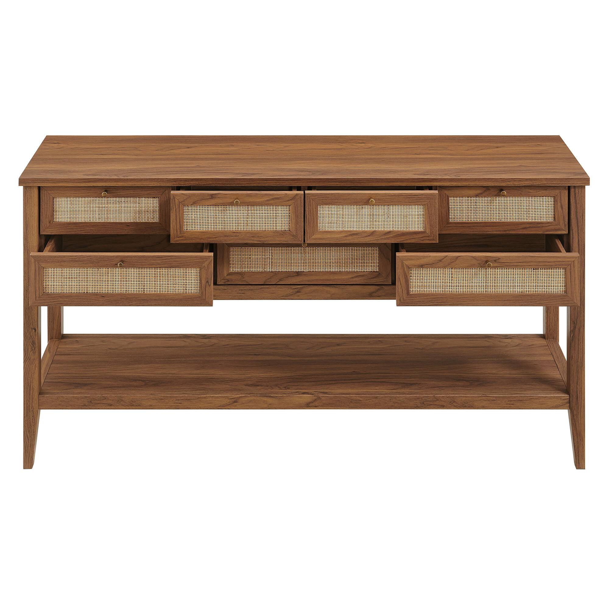 Alt View 5. Modway - Soma 62 Inch Rattan Console Table by Modway - Walnut.