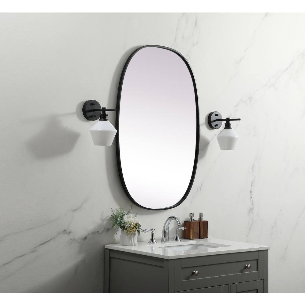 Alt View 9. Elegant Decor - Metal Frame Oval Mirror 27x40 Inch in Black - Black.