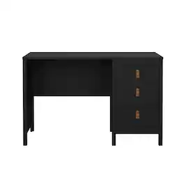 Tvilum - Madrid Home Office Writing Desk with 3 Storage Drawers Matte - Black