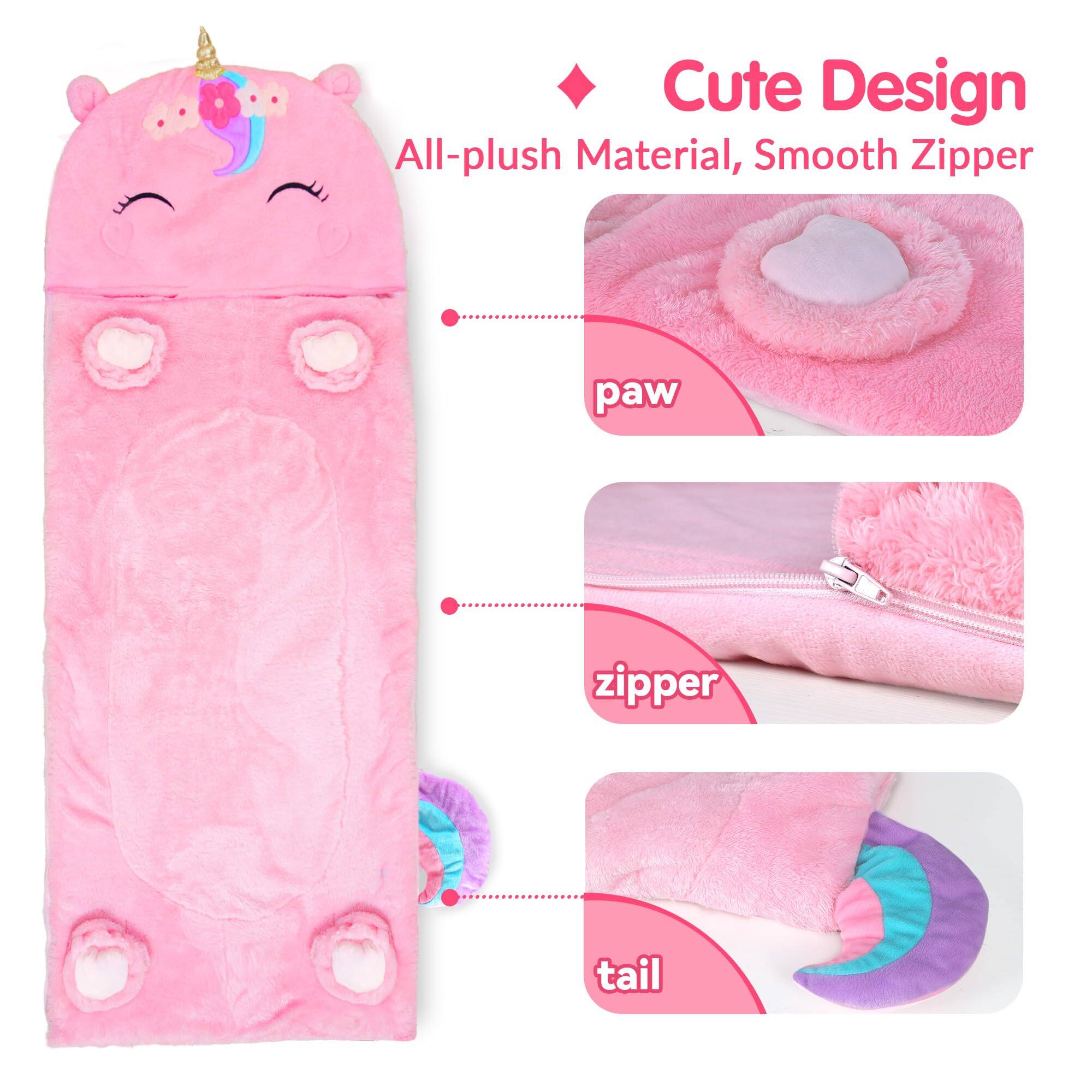 Cute Design  
All-plush Material, Smooth Zipper  

paw  
zipper  
tail