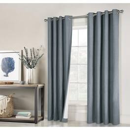 Commonwealth Home Fashions - Thermalogic Ventura Triple Pass Foamback Blackout Top Panel With 8 Metal Grommets - 104x84" - Blue