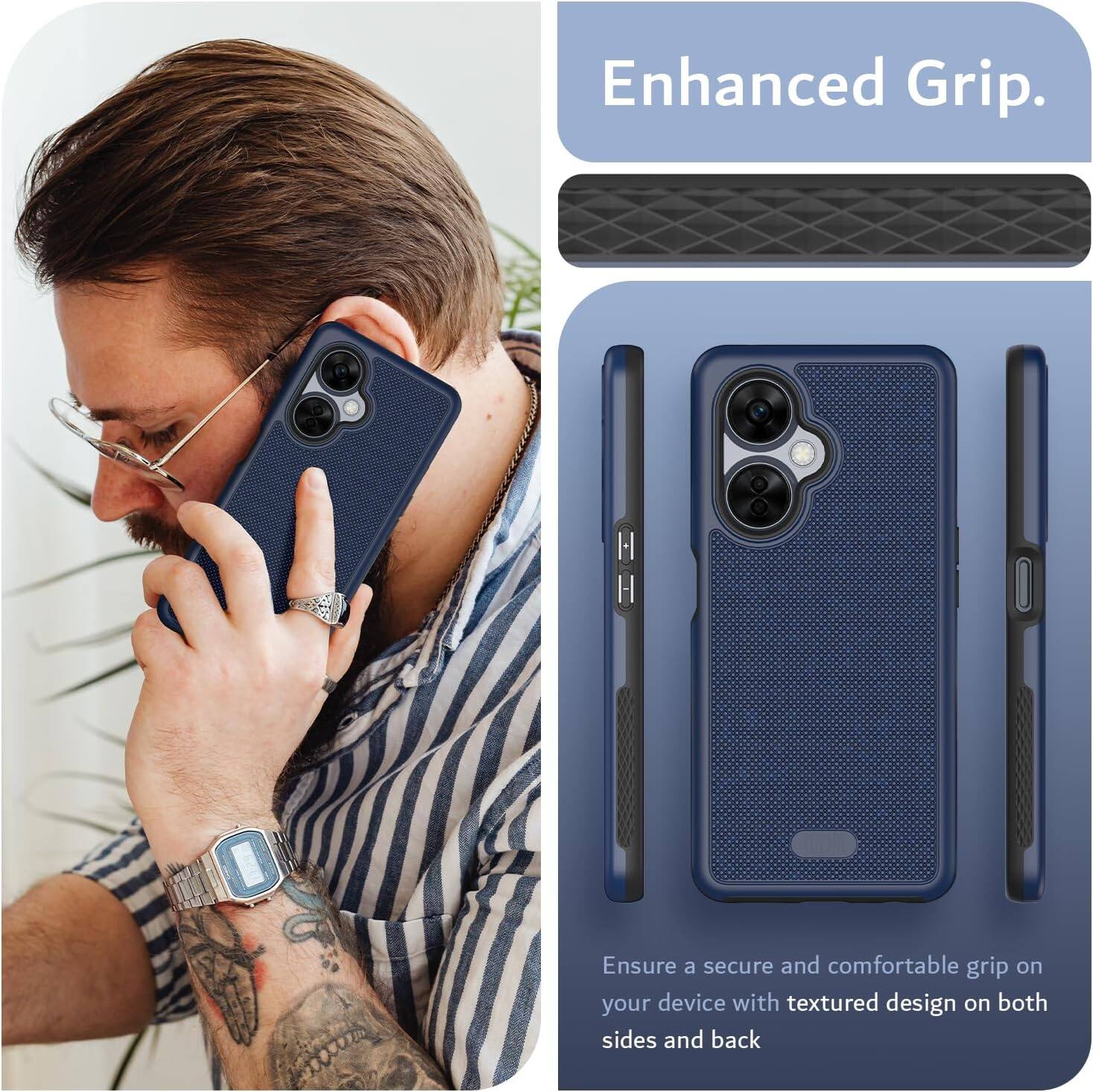 Enhanced Grip.

Ensure a secure and comfortable grip on your device with textured design on both sides and back.