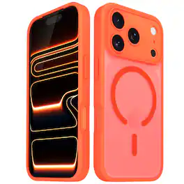 Vena - For Apple iPhone 17 Pro Case Magsafe, Magnetic Ring Shockproof Translucent Back Slim Protective Phone Case - Orange