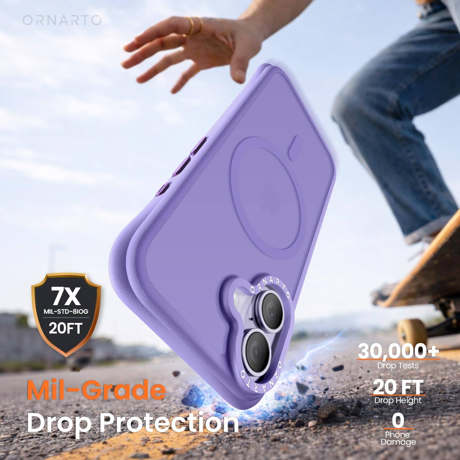 ORNARTO

7X BRANDSCHER MIL-STD-810G 20FT Mil-Grade Drop Protection

30,000+ Drop Tests 20 FT Drop Height 0 Phone Damage