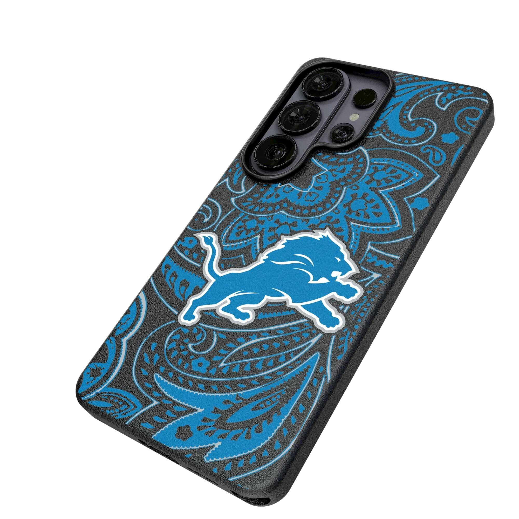 Alt View 1. Keyscaper - Detroit Lions Paisley Galaxy Magnetic Bump Case - S24 Ultra - Black.