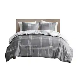 Gracie Mills - Merryn Reversible Plaid Comforter Set - White/Gray
