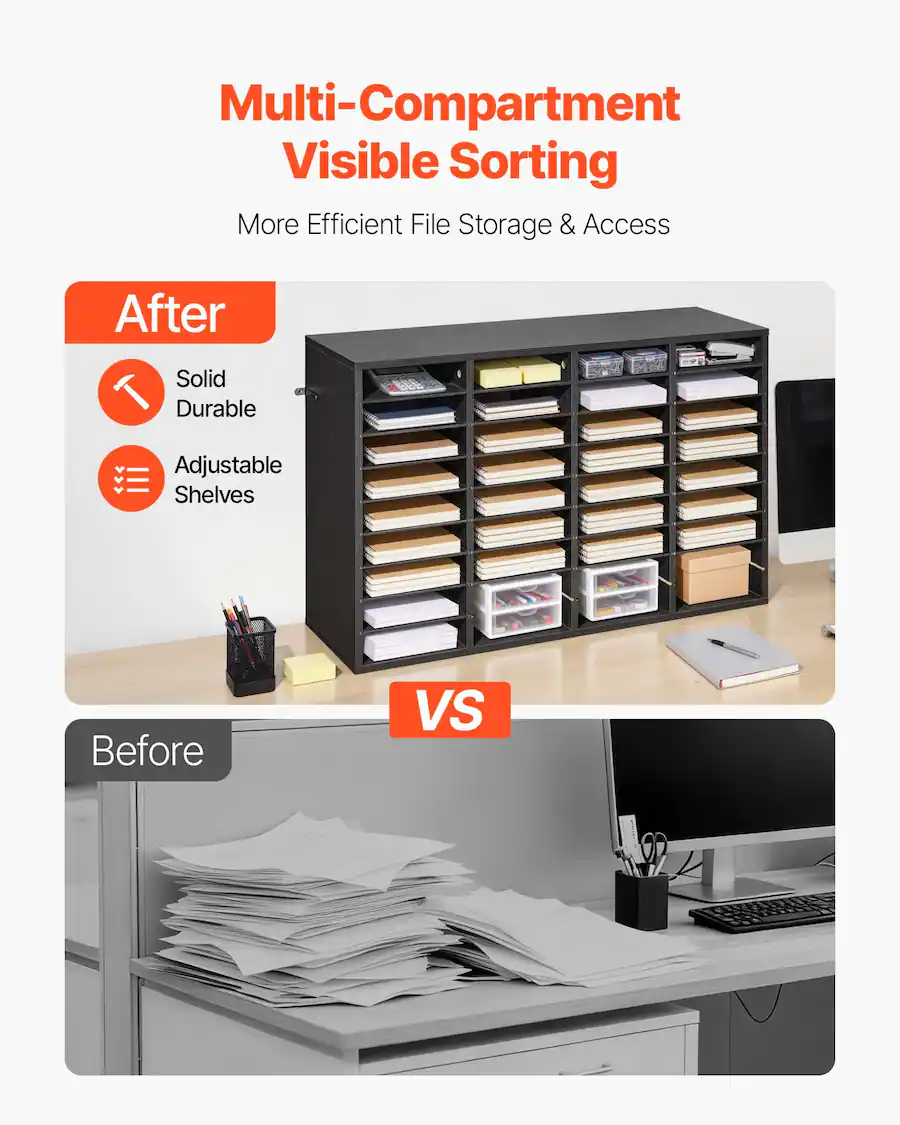 VEVOR Literature Organizer, 36 Compartments Office Mailbox with ...