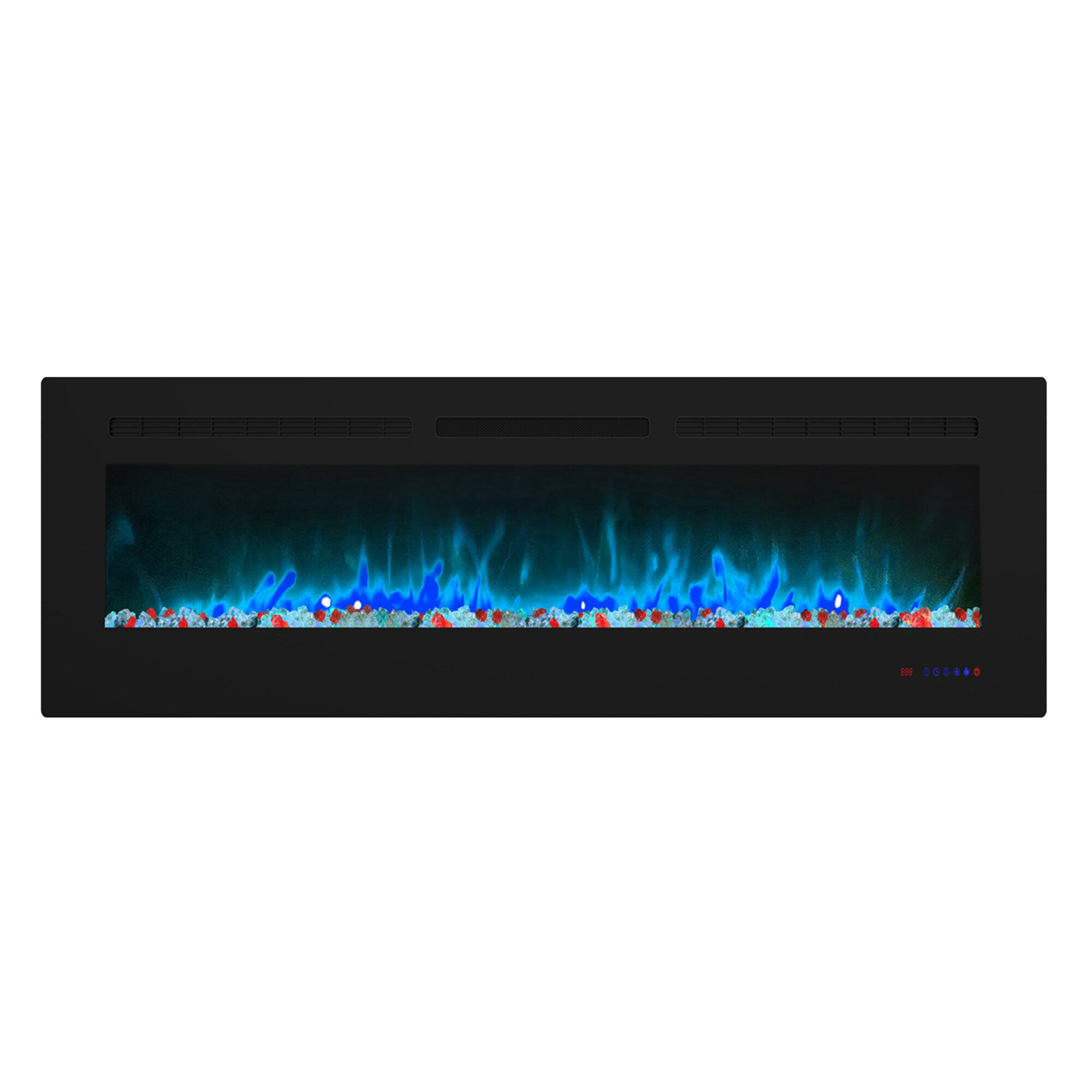 Alt View 1. Ihomeadore - 60" Electric Wall-Mounted Recessed Fireplace Insert with Remote, Adjustable Flame Color & Speed - Black.