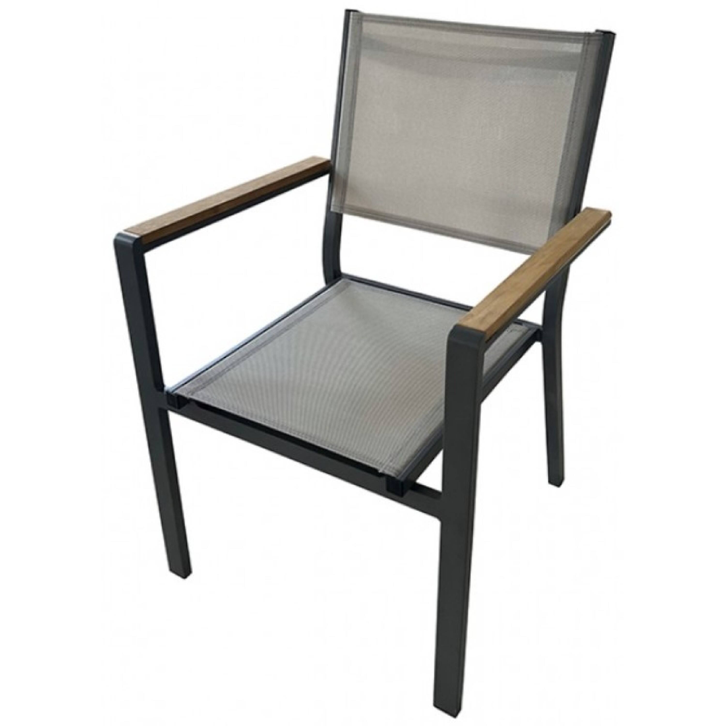 Alt View 3. Manhattan Lane - Ankia 5pc Outdoor Dining Table and Chairs Set - Dark Gray, Natural Teak Brown.