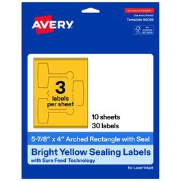 Avery - Avery® Sealing Labels, 5-7/8" x 4", Bright 30 Total - Yellow
