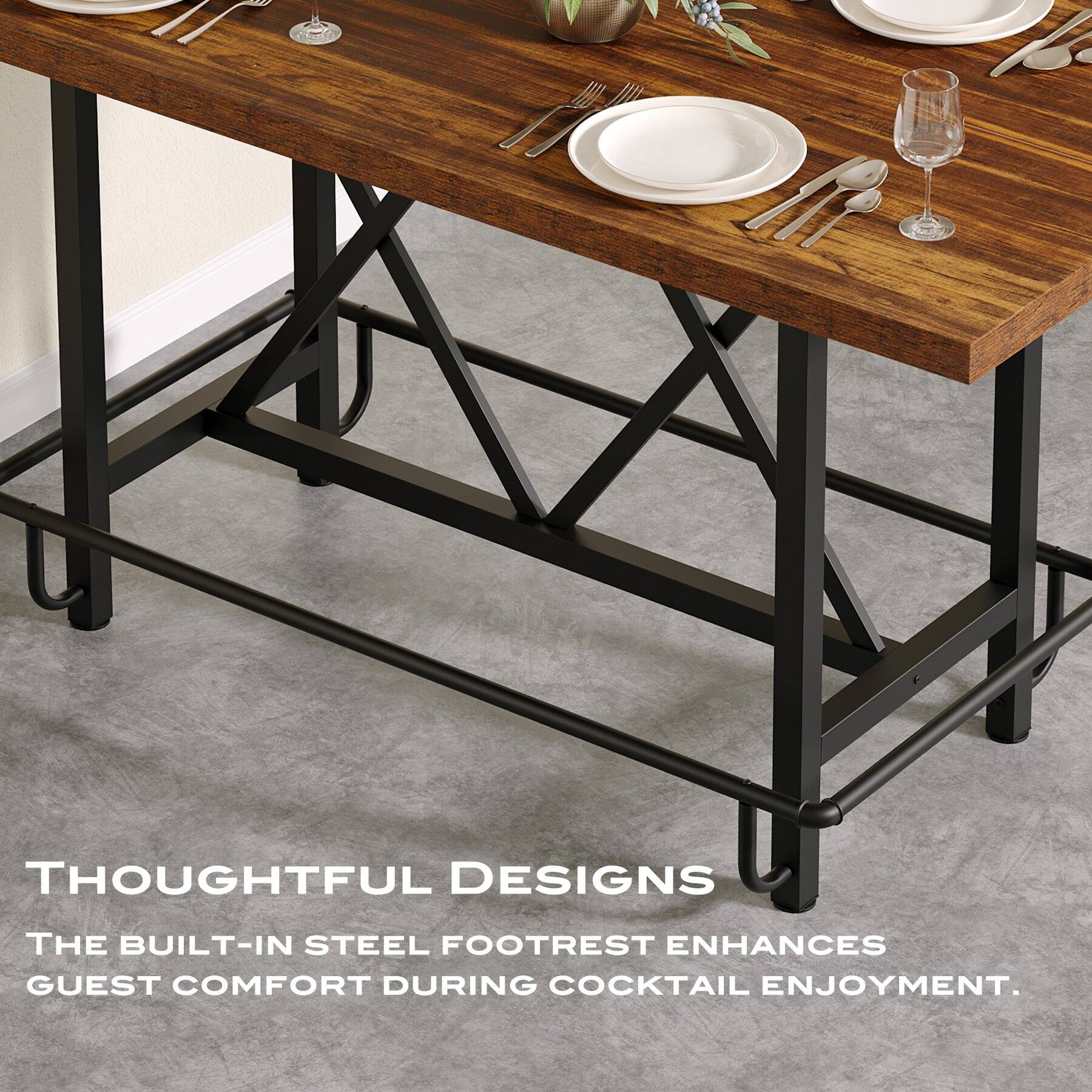 Thoughtful Designs  
The built-in steel footrest enhances guest comfort during cocktail enjoyment.