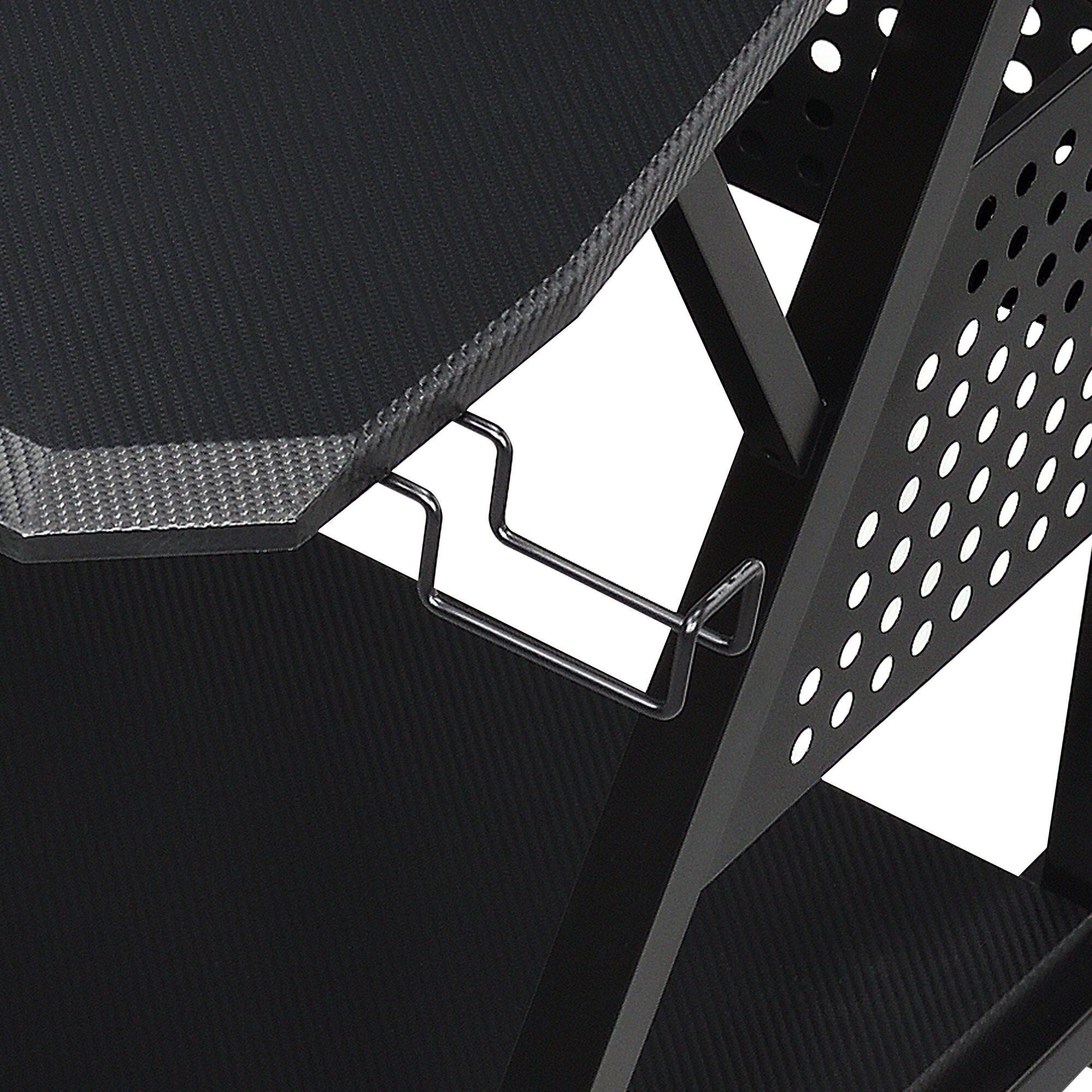 Back. GOODSILO - Modern Music Desk with Speaker Shelves and Cable Management for Home Studio and Keyboard Setup - Black.