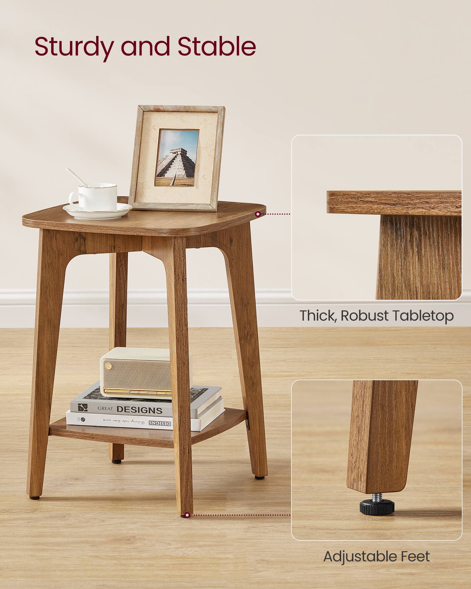 Sturdy and Stable

Thick, Robust Tabletop

GREAT DESIGNS

Adjustable Feet