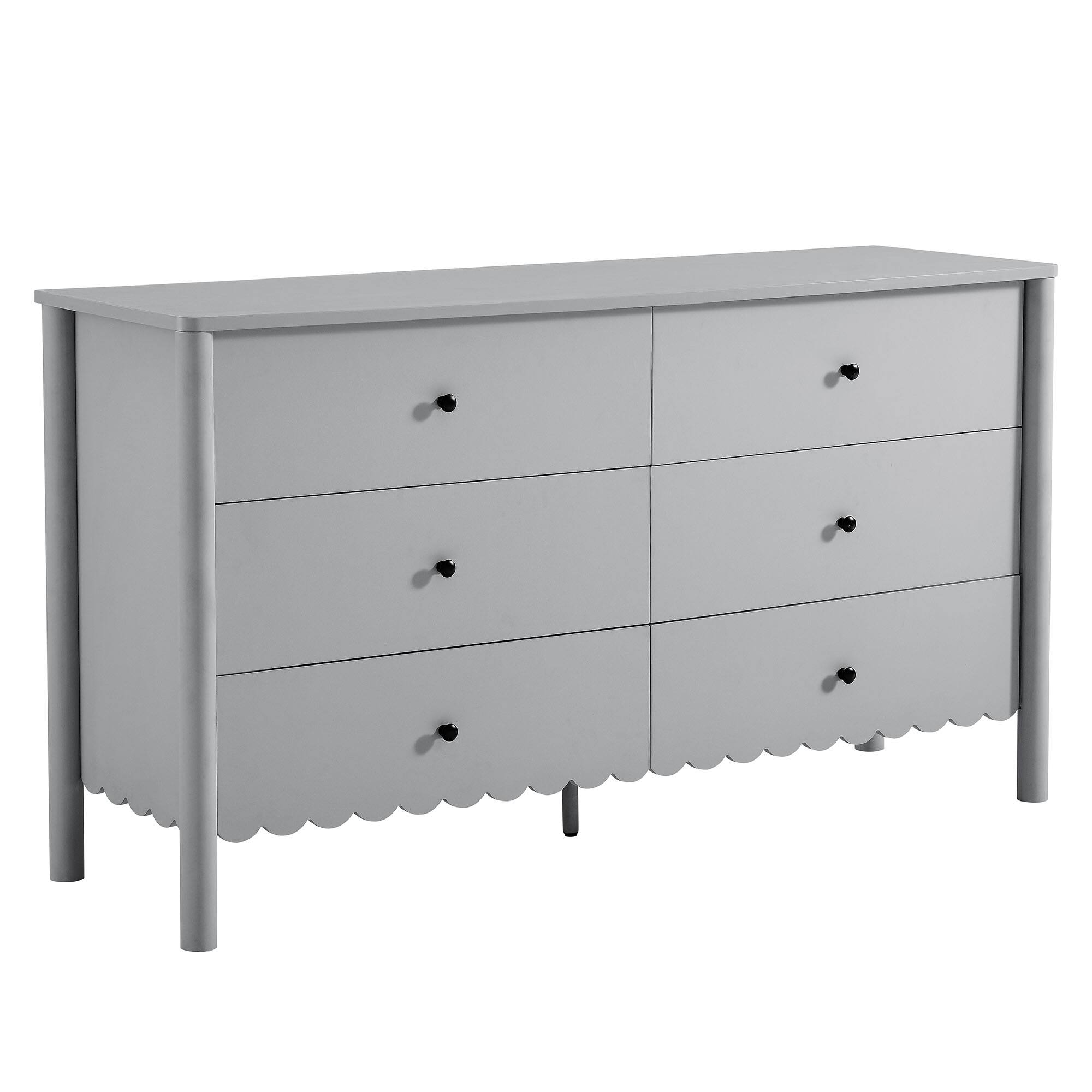Angle. Modway - Emmeline Scalloped 6-Drawer Dresser by Modway - Light Gray.