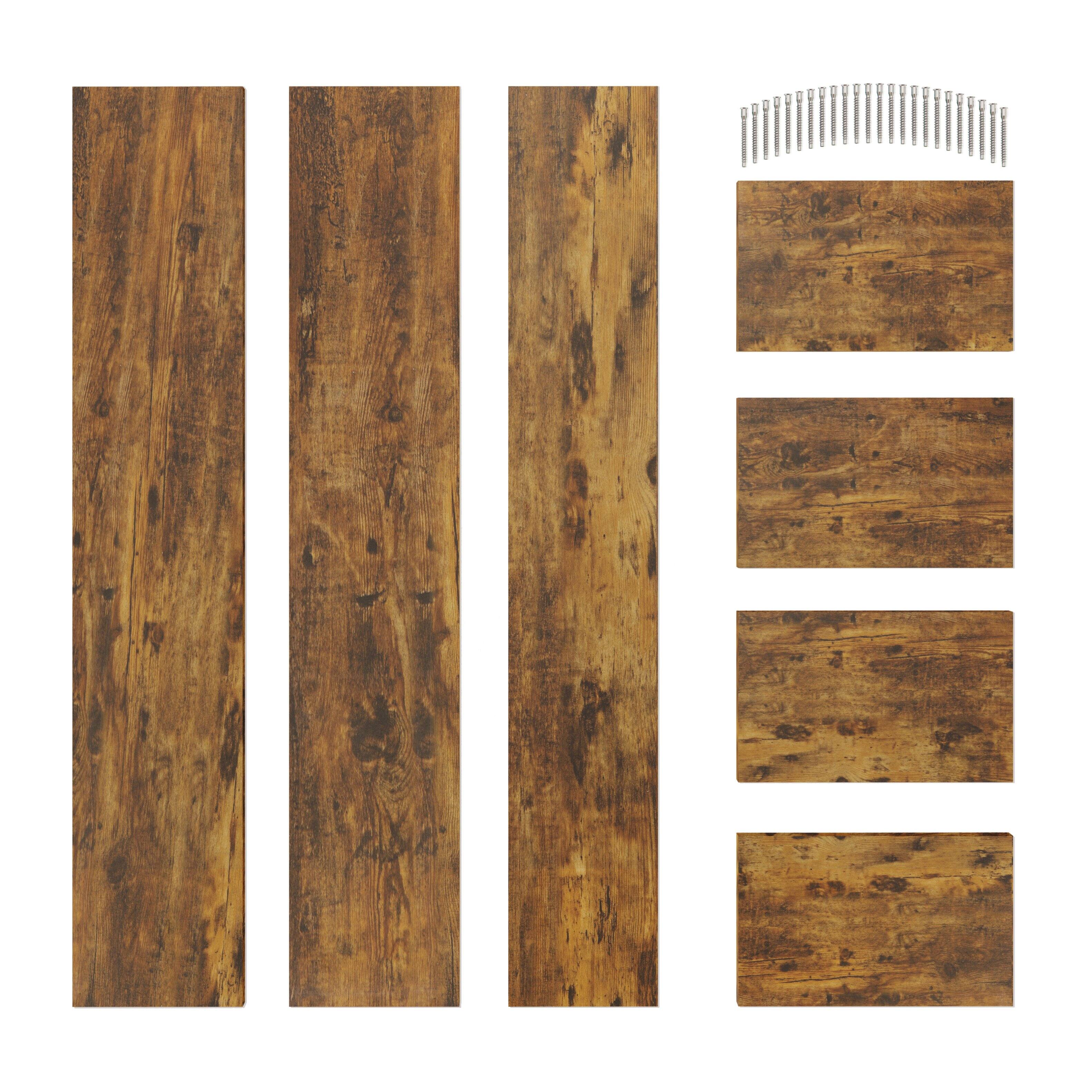 Alt View 2. Danya B - Rustic Triple Cubed Floating Shelf with Ledge - Aged Wood - Pine.